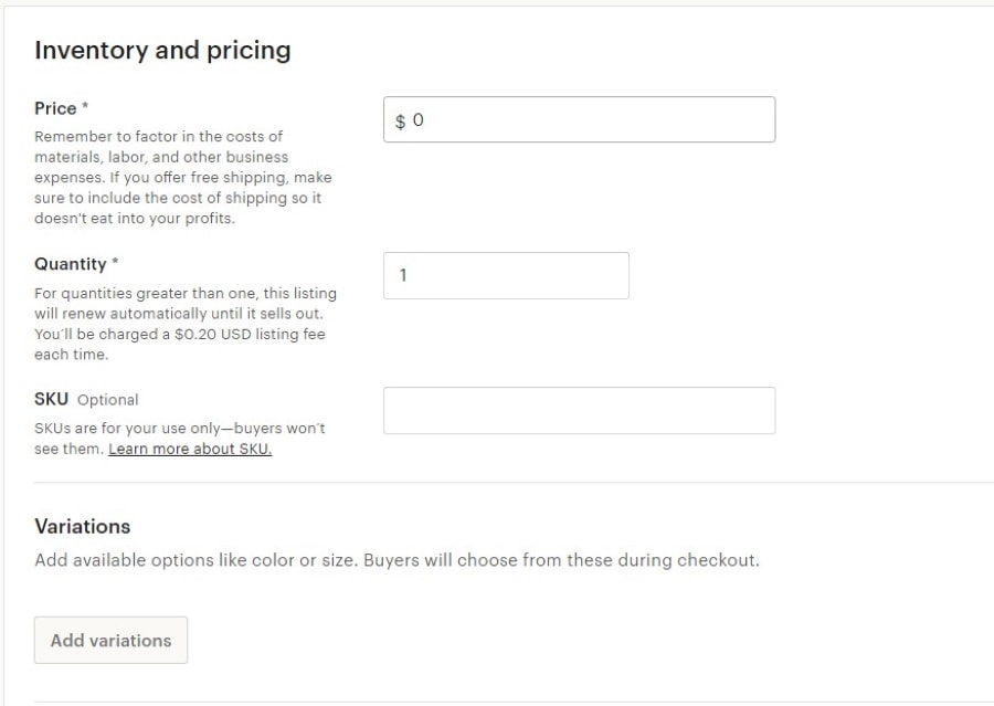 How to start an Etsy Shop - Setting up your Inventory for your Etsy Shop