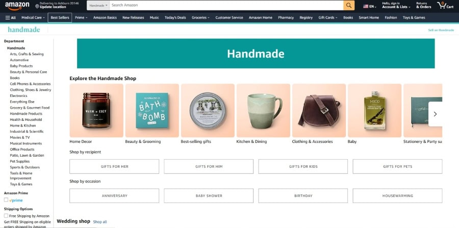 Amazon Handmade vs Etsy - Amazon Handmade Homepage