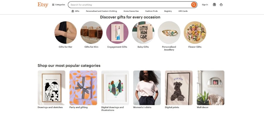 Amazon Handmade vs Etsy - Etsy Homepage